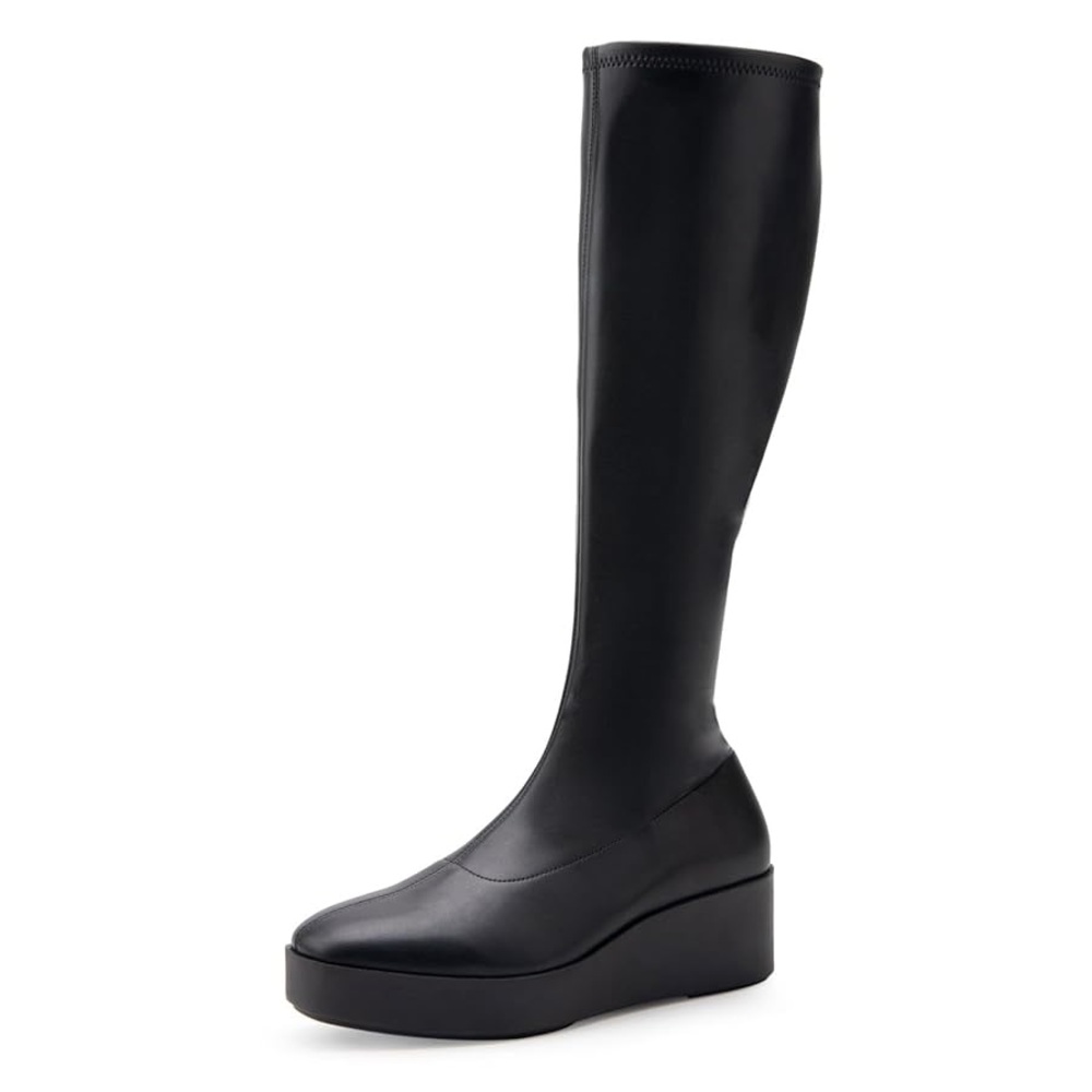 AEROSOLES Cecina Black Platform Heeled Boots 8.5 Comfort